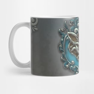 Awesome angry wolf with skull. Mug